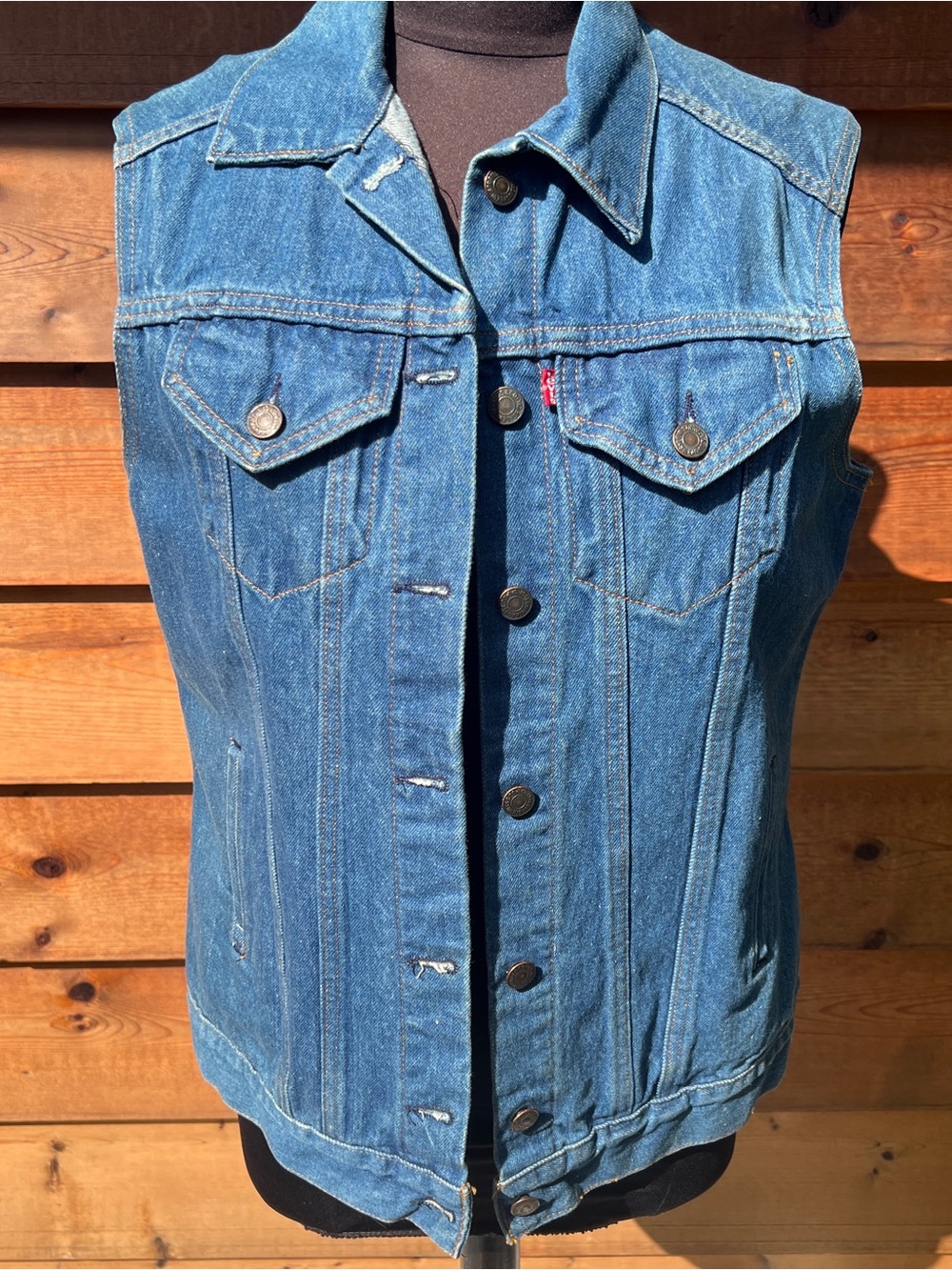Levi's Women's Medium Blue Denim Vest with Button Front